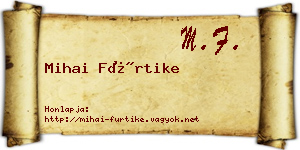 Mihai Fürtike névjegykártya